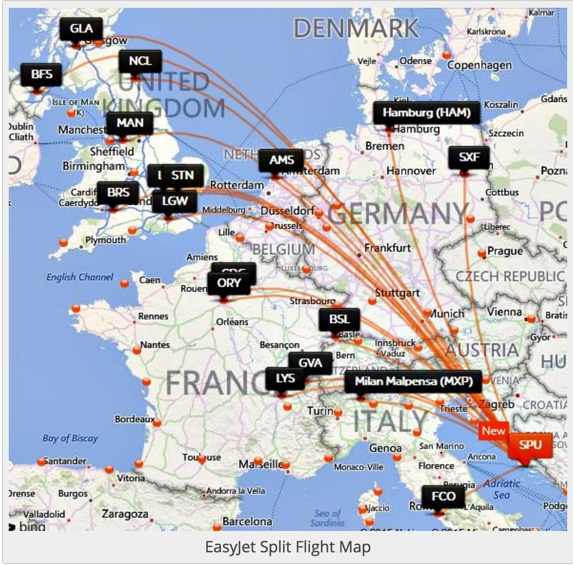 croatia airlines destinazioni mappa