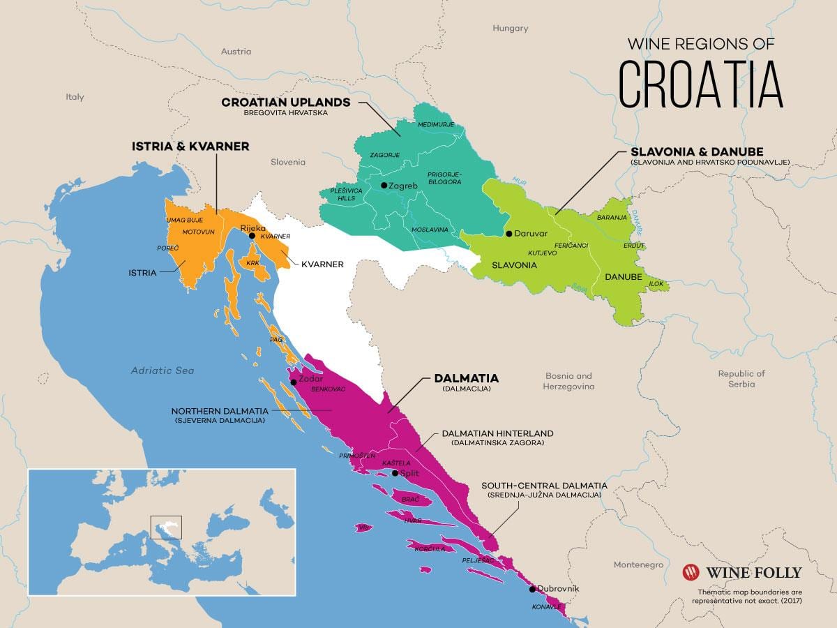 mappa della croazia cantine