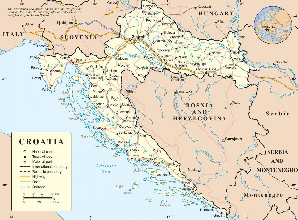 guida mappa della croazia