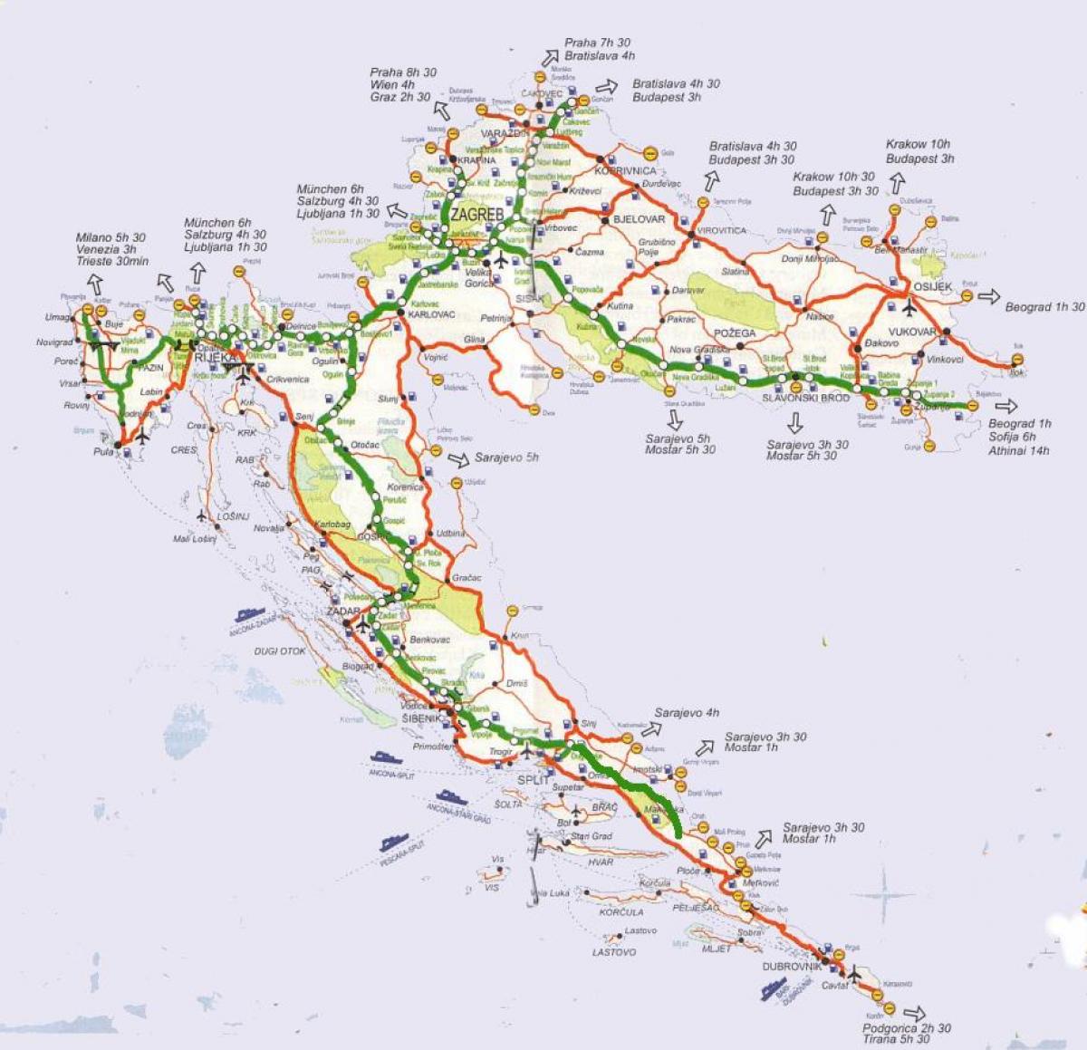 la mappa stradale di croazia