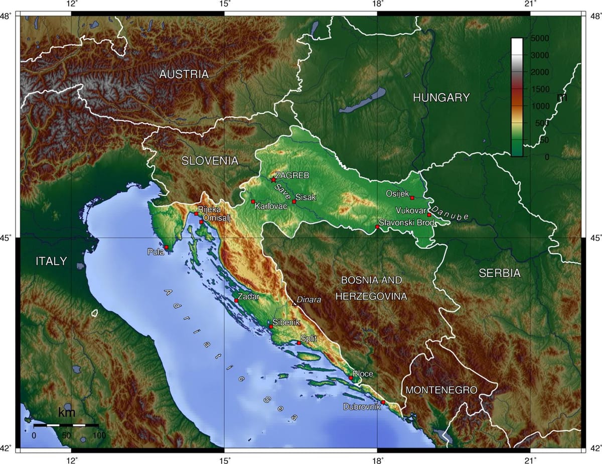 croazia geografia mappa