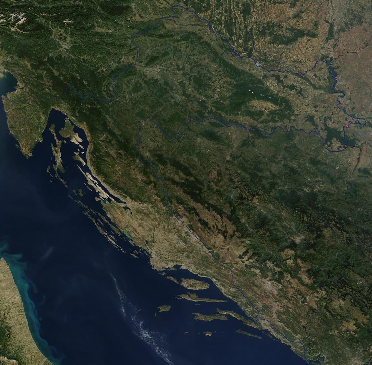 mappa della croazia satellitare