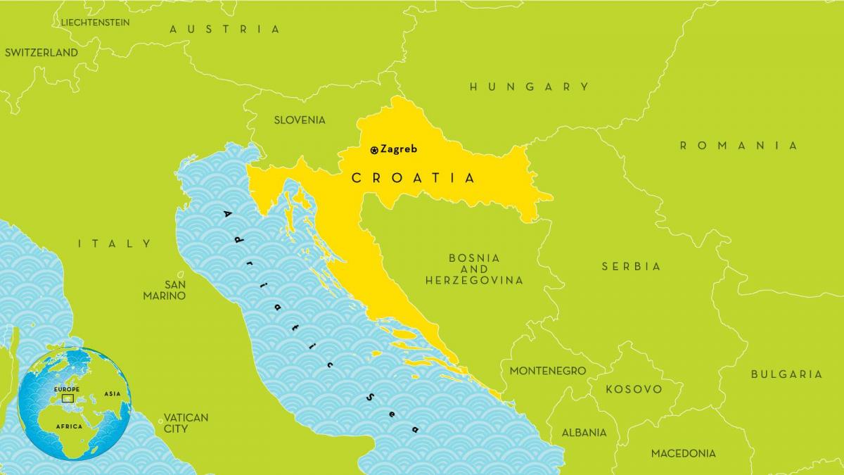 mappa di paesi vicino a croazia