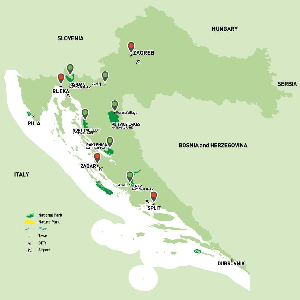 mappa della croazia parchi nazionali 