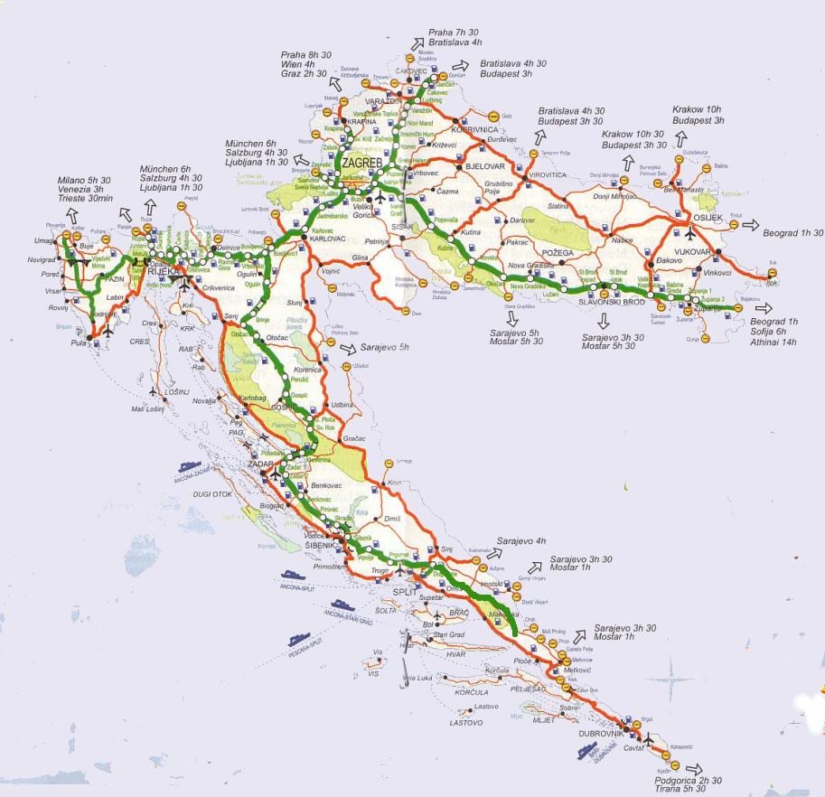 mappa della croazia viaggio di strada