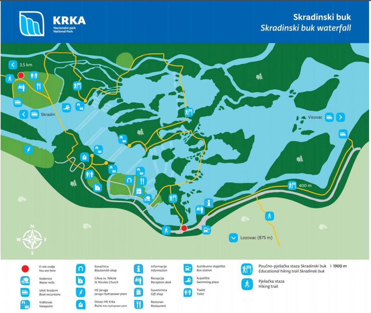 il parco nazionale di krka croazia mappa