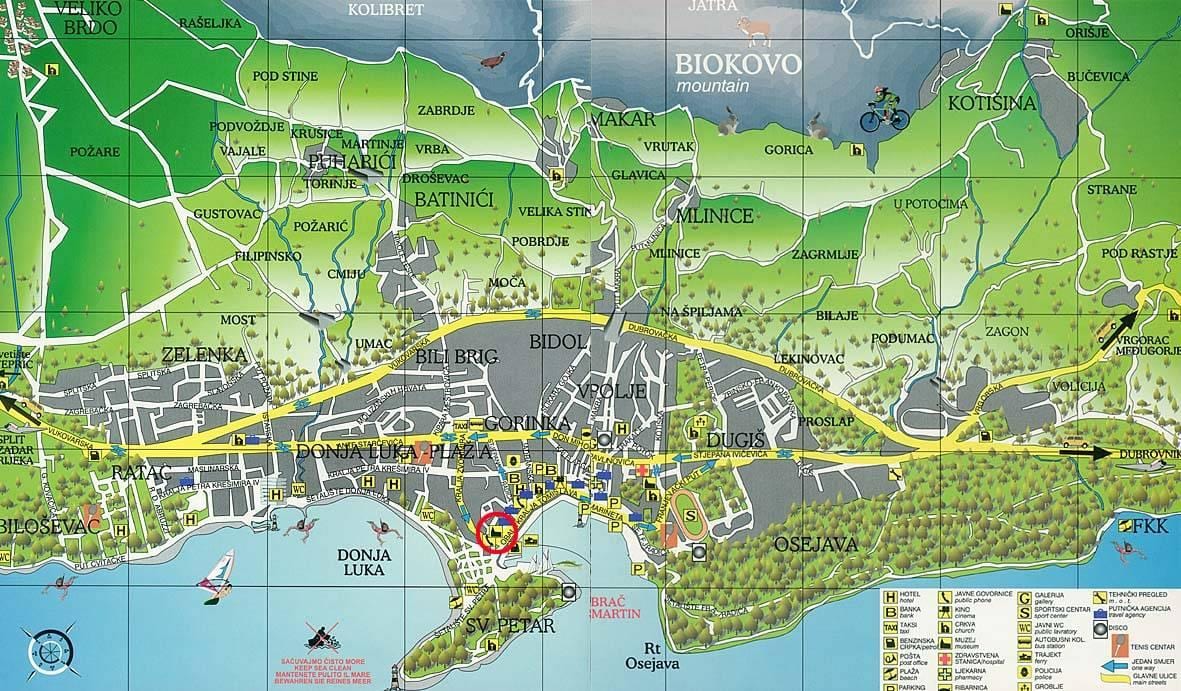 mappa della città di makarska croazia