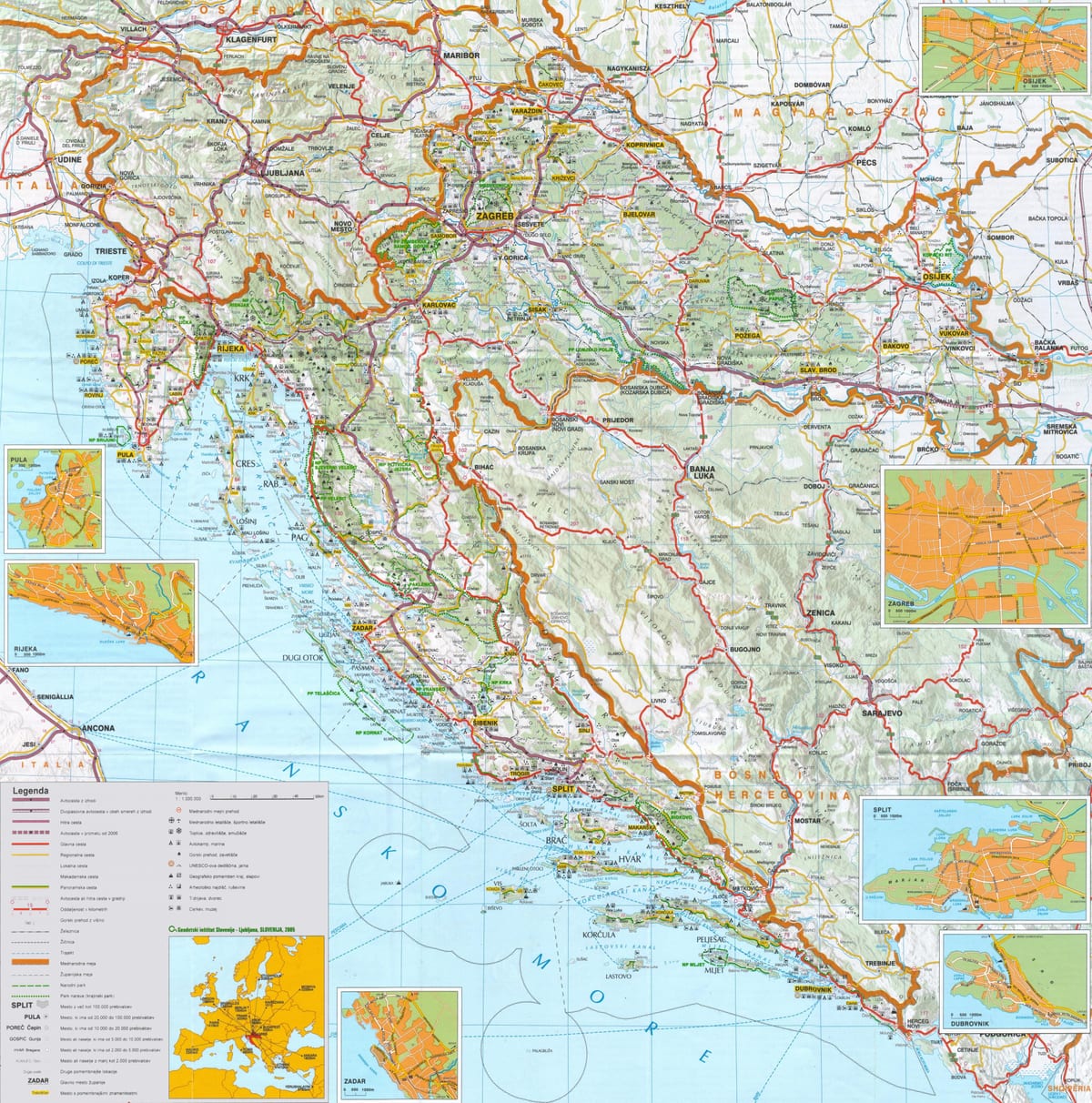 capitale della croazia mappa