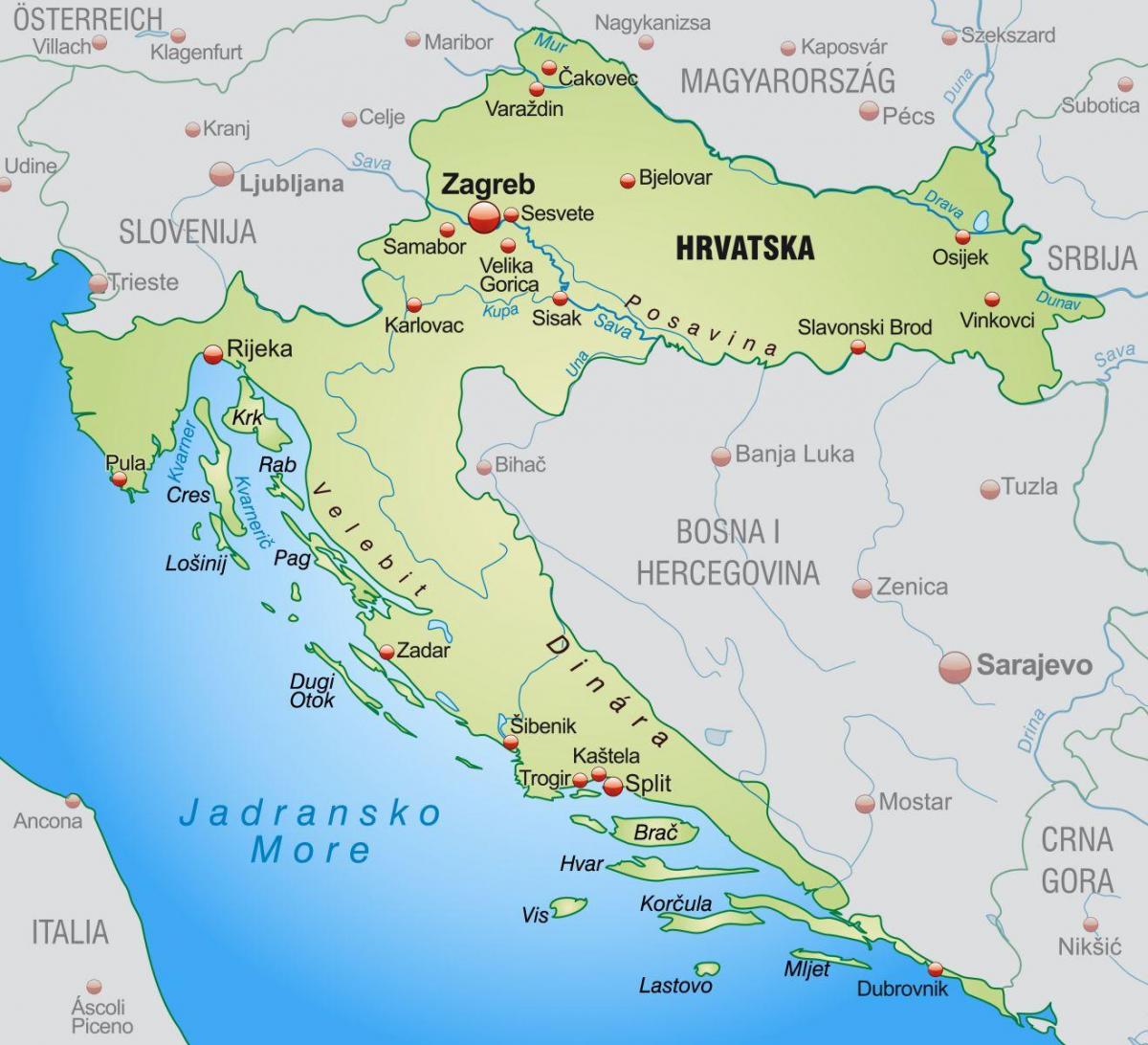 nord della croazia mappa
