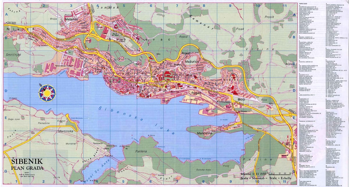 mappa di sibenik, croazia