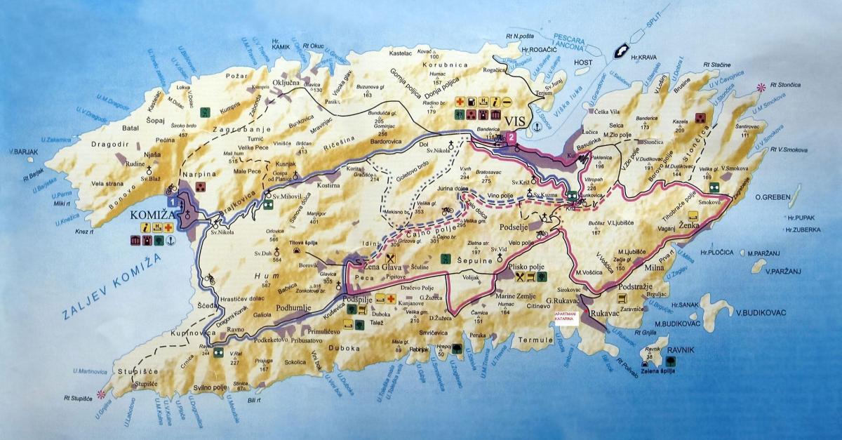 mappa vis croazia