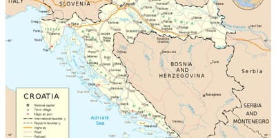 Mappa della croazia con la città