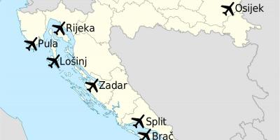 Mappa della croazia mostrando aeroporti