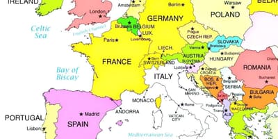 Mappa dell'europa che mostra croazia